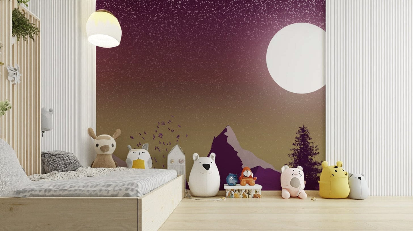 Purple Peaks Under the Moon