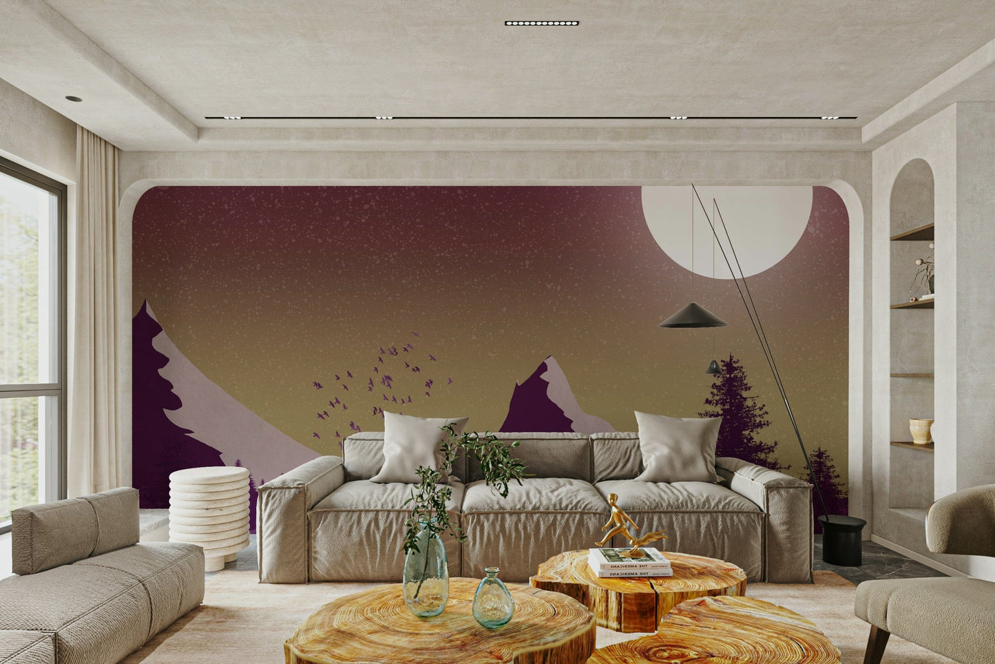 Purple Peaks Under the Moon