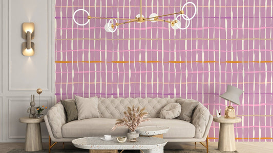 Purple retro handdrawn lines wallpaper for walls AN110
