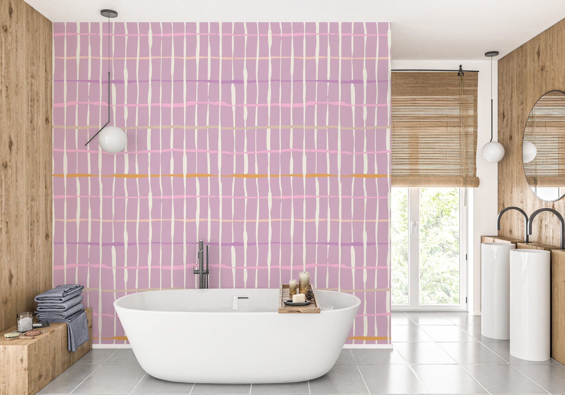 Purple handdrawn retro line wallpaper for homes
