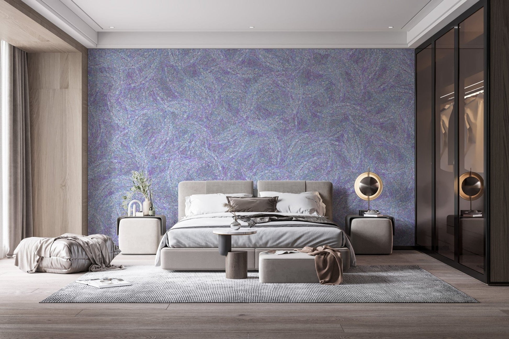 Romantic purple floral wallpaper murals
