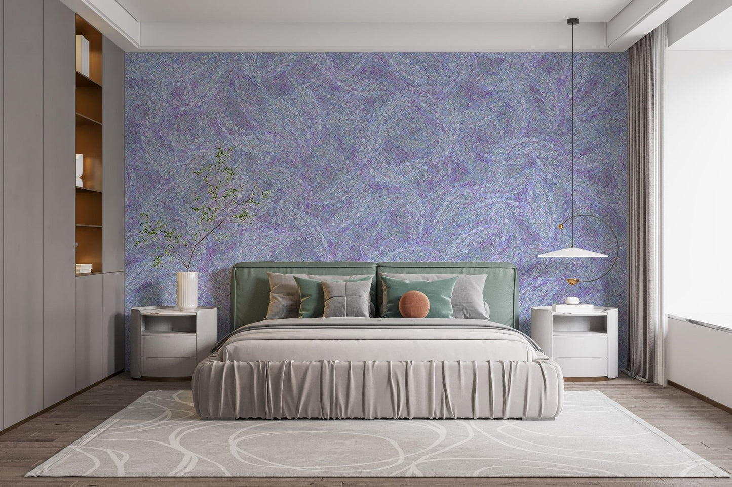 Artistic purple flower wall mural design
