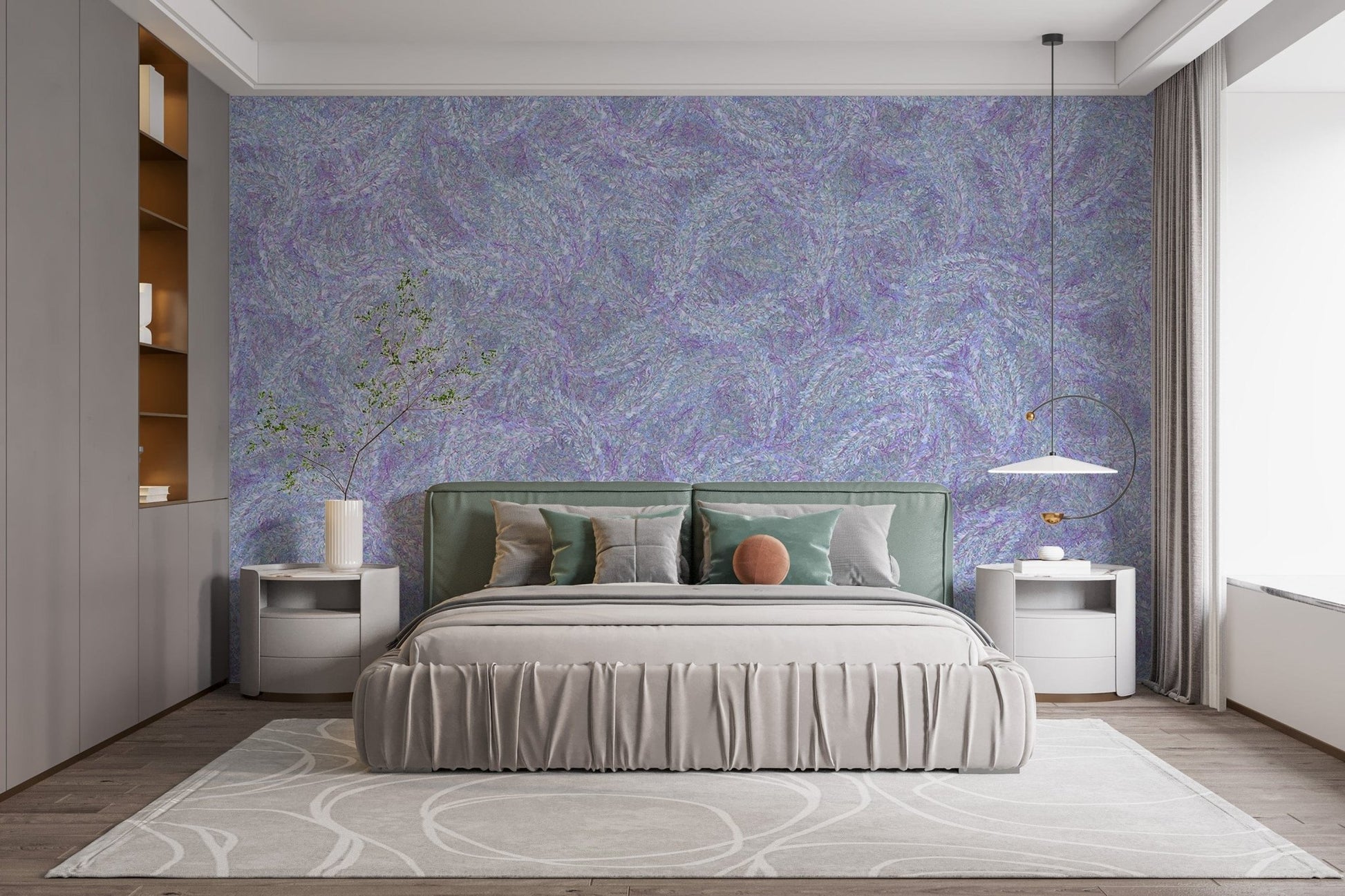 Artistic purple flower wall mural design
