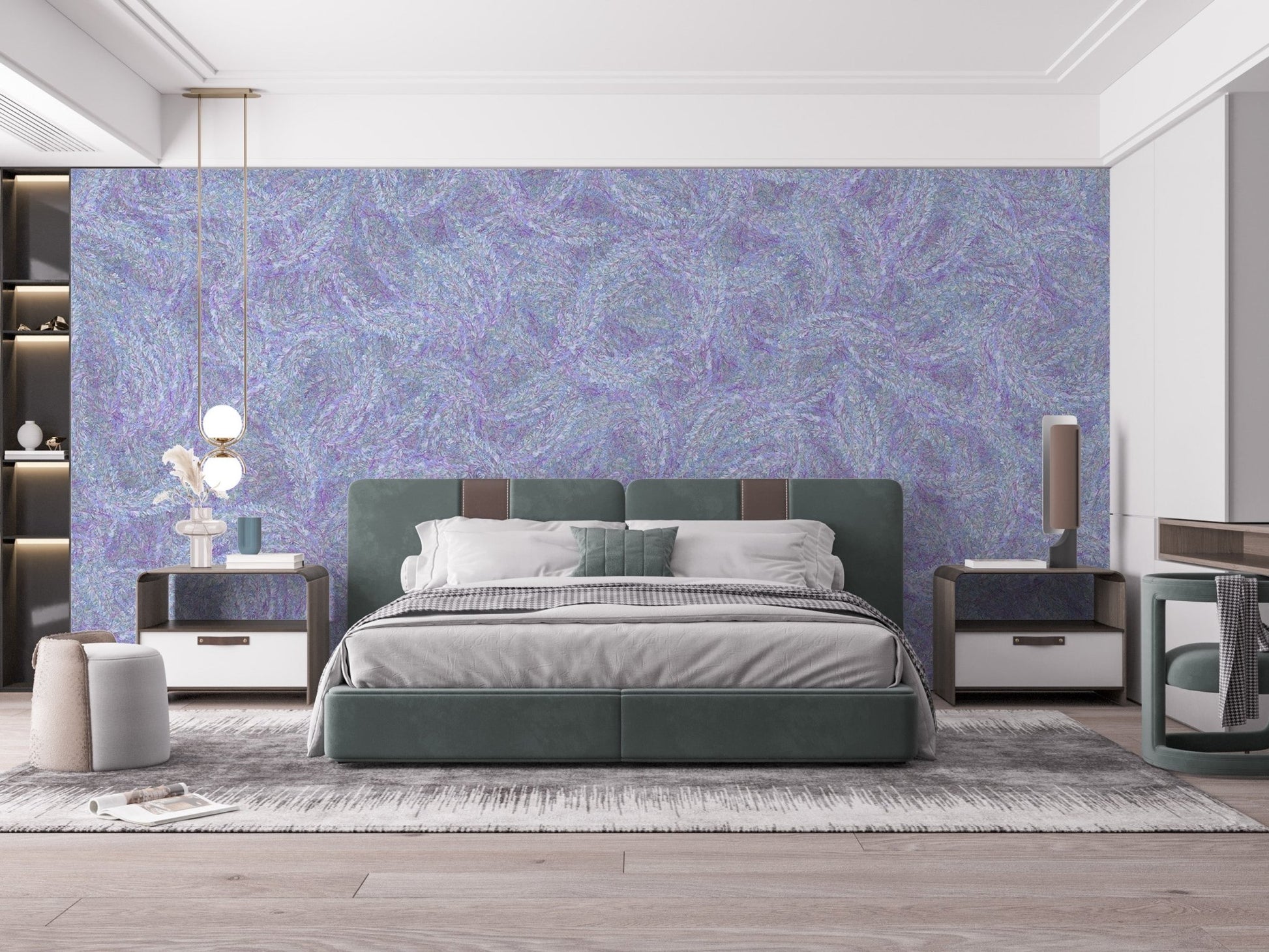 Purple watercolor flowers wall mural
