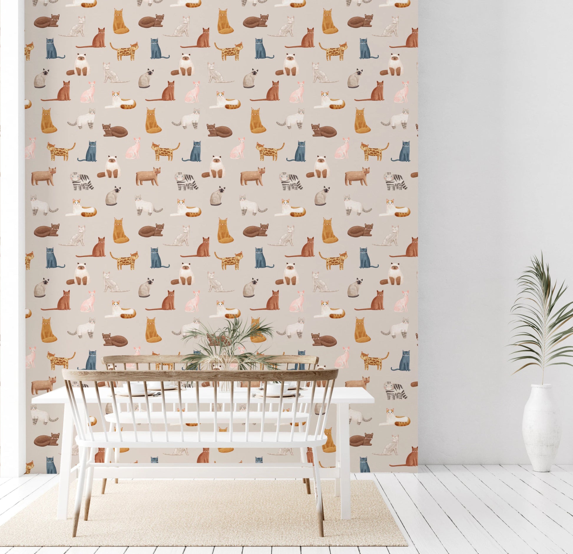 Purrfectly Pawsome Cats wallpaper showing illustrated felines in repeat layout, GD8130