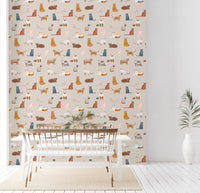 Purrfectly Pawsome Cats wallpaper showing illustrated felines in repeat layout, GD8130