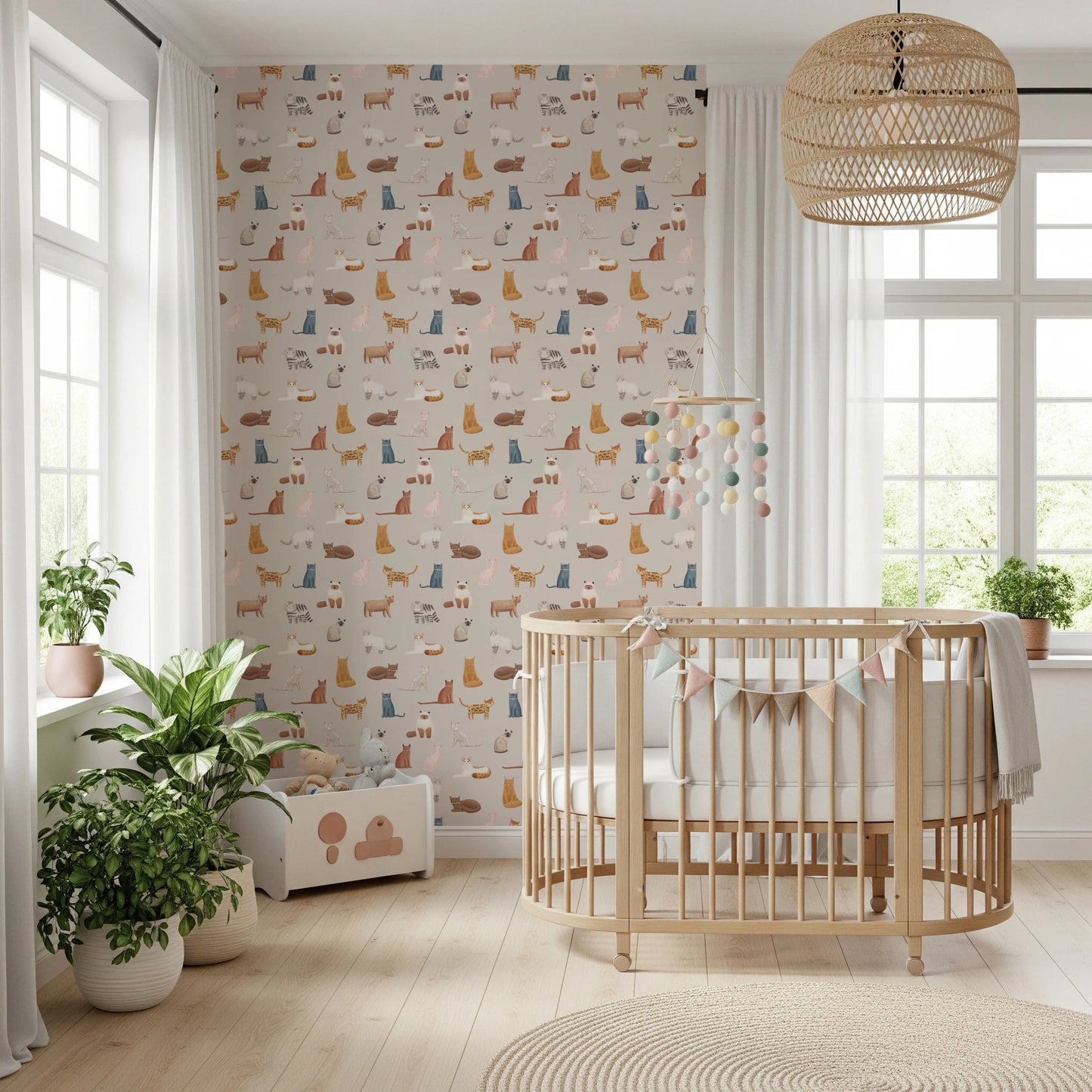 Cute Purrfectly Pawsome Cats wallpaper with beige, brown, and gray cats, GD8130
