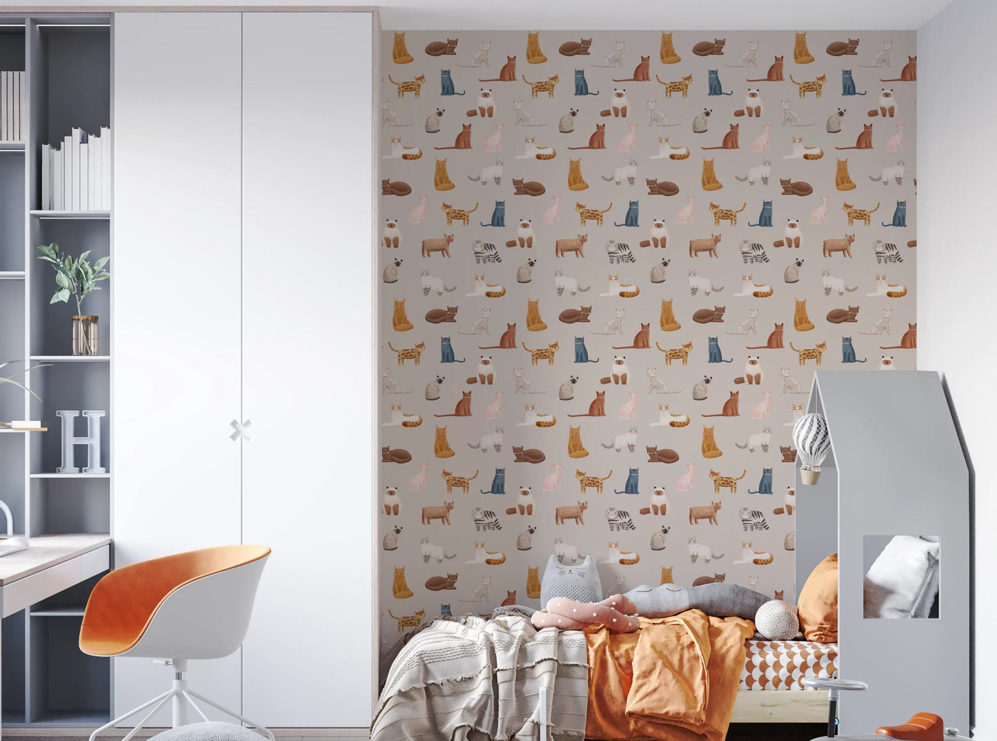 Playful Purrfectly Pawsome Cats wallpaper with mixed cat poses and colors, GD8130