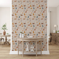 Whimsical Purrfectly Pawsome Cats wallpaper with scattered cat illustrations, GD8130