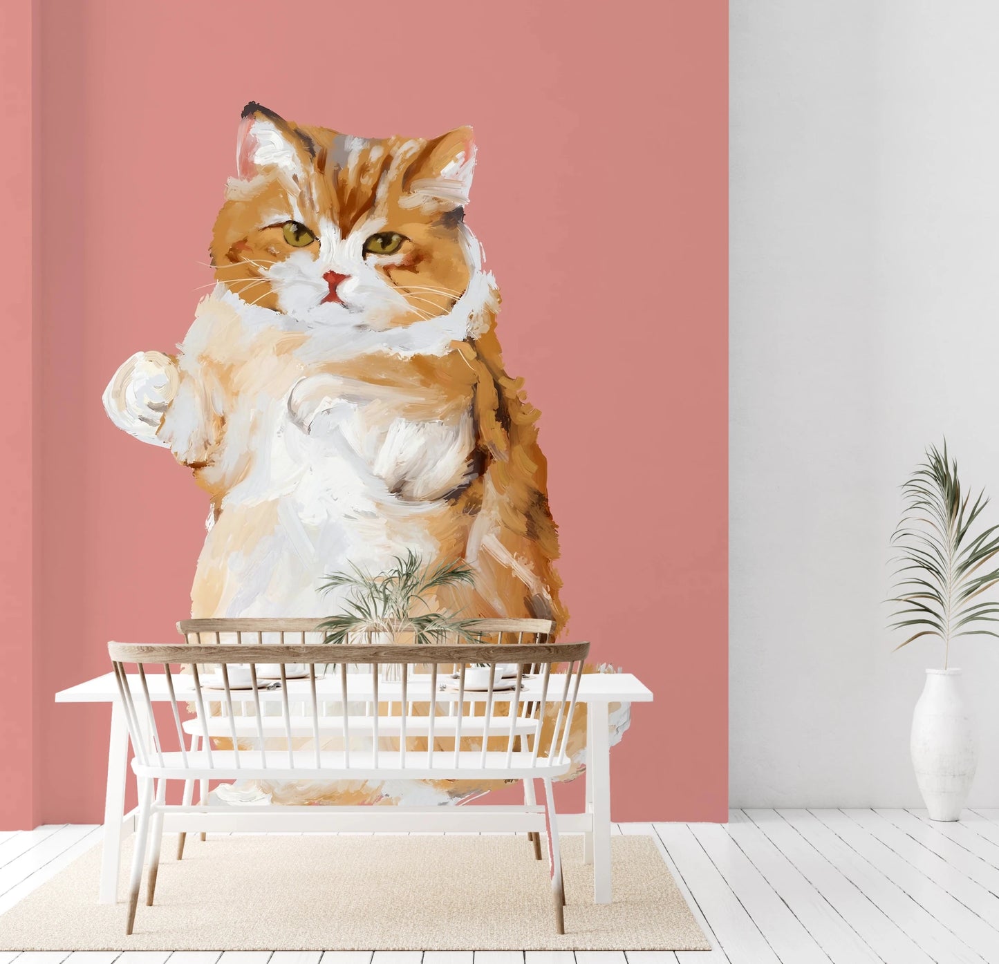 Purrfectly Perfect furry cat wall mural for bedrooms.