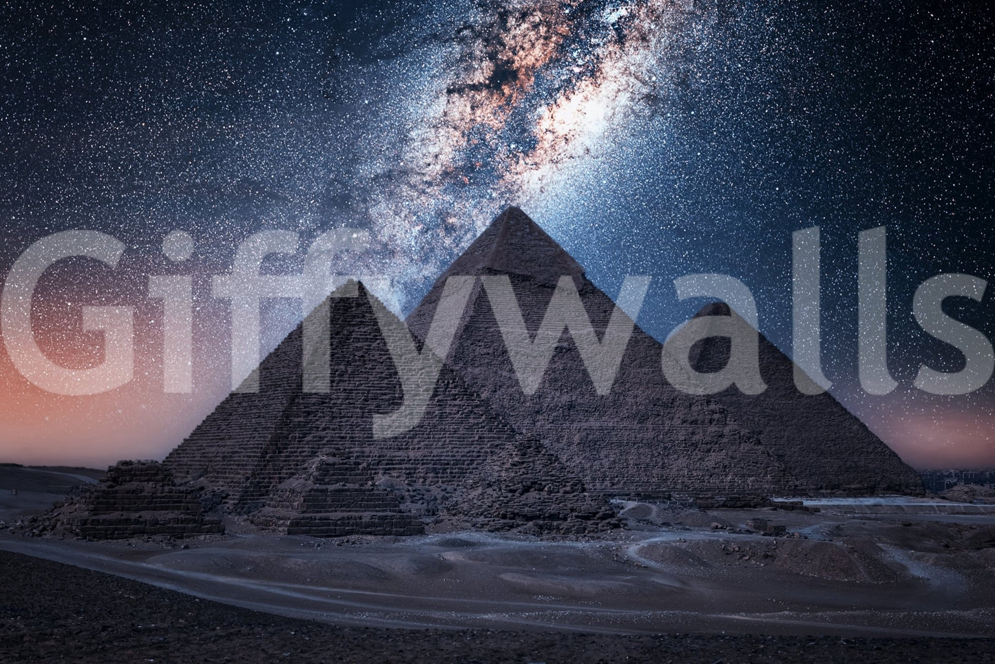 Pyramids at Night Wall Mural