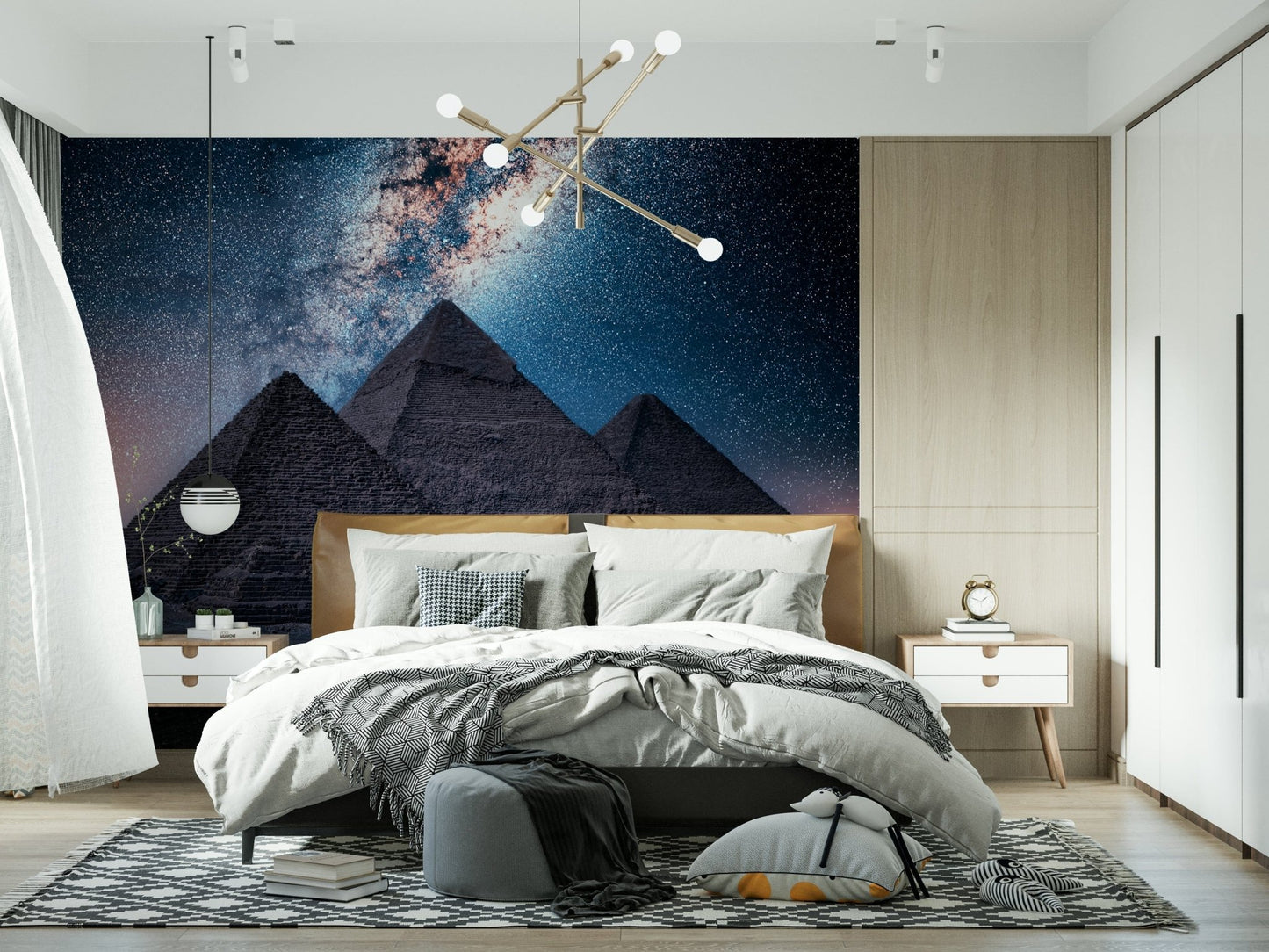 Pyramids at Night Wall Mural