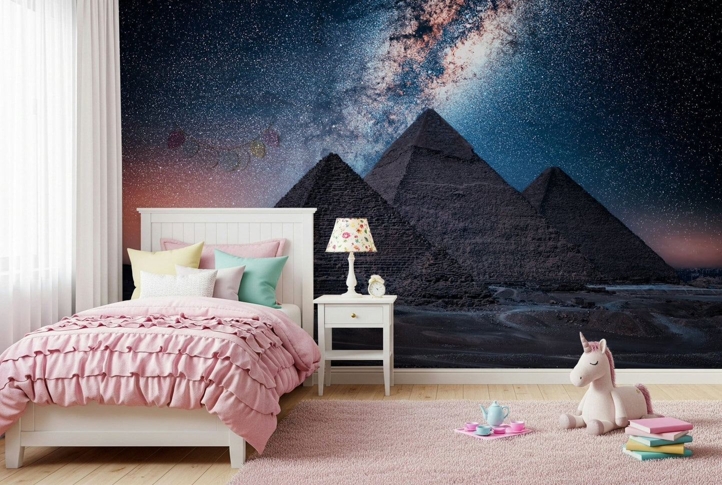 Pyramids at Night Wall Mural