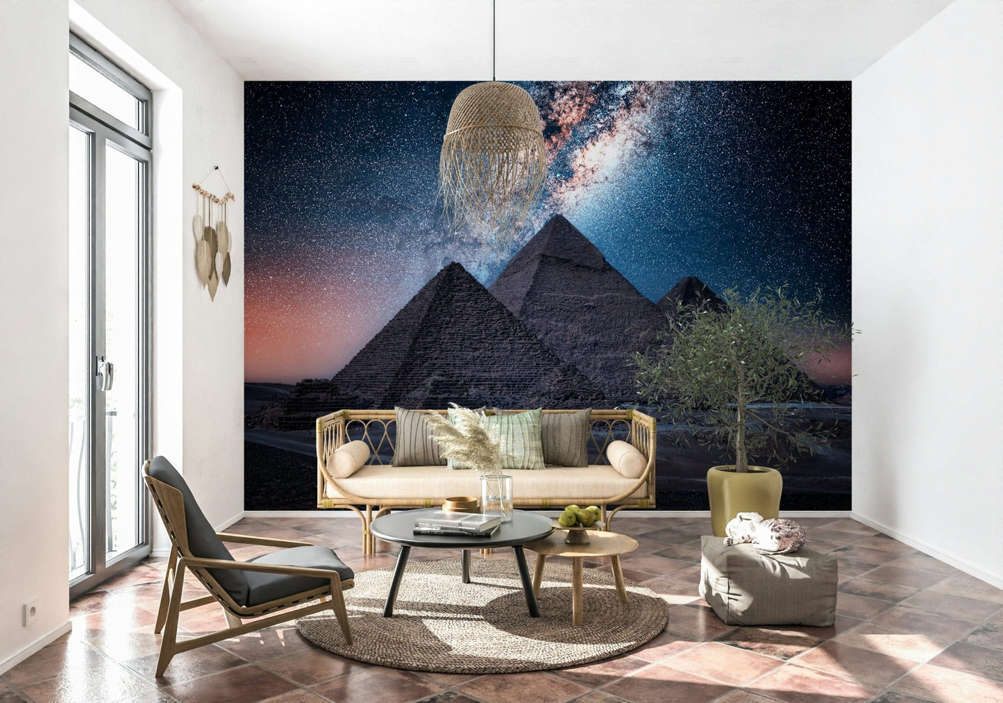 Pyramids at Night Wall Mural