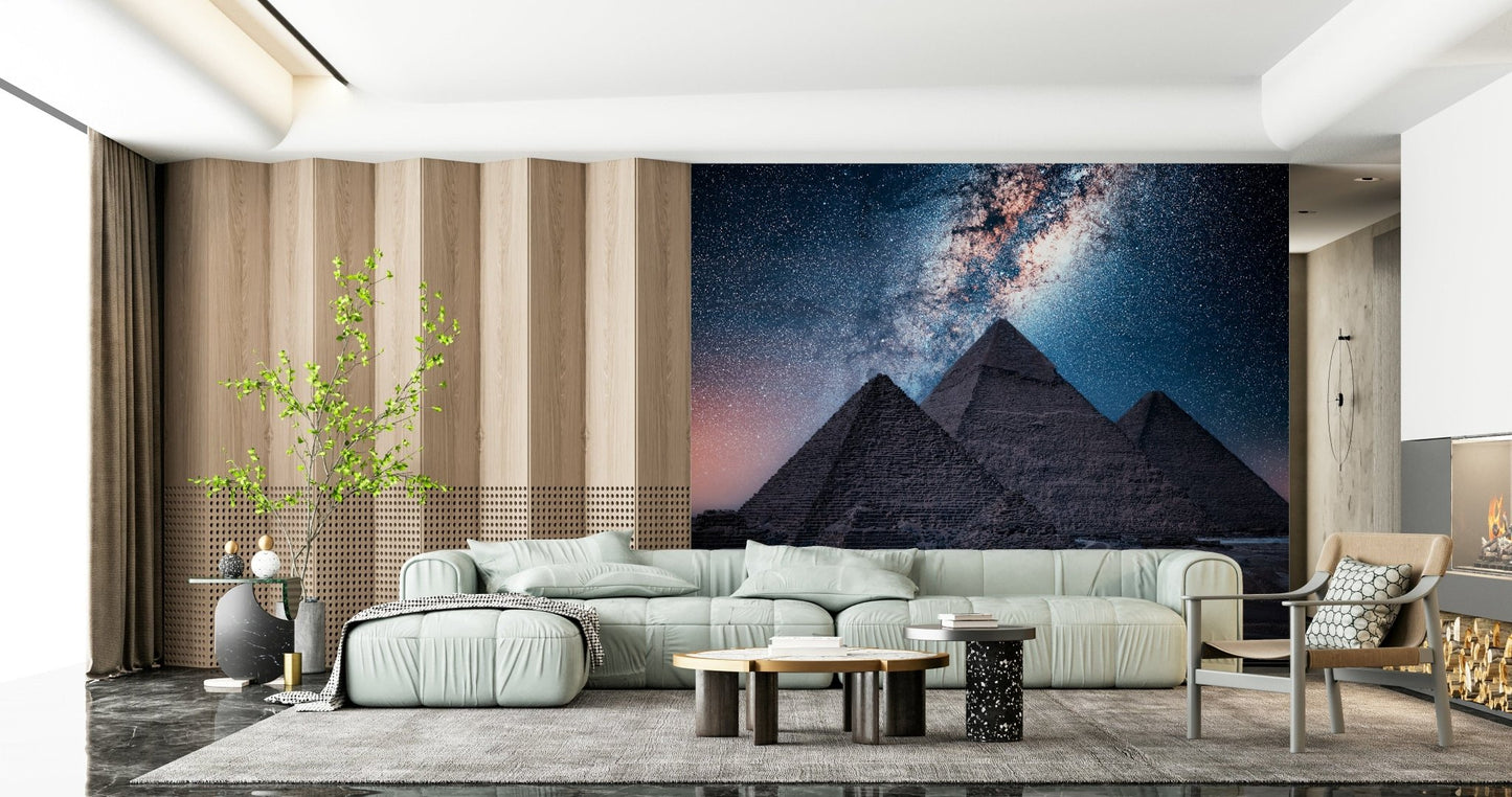 Pyramids at Night Wall Mural