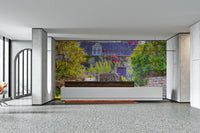 The peel and stick wallpaper showing realistic house textures.

