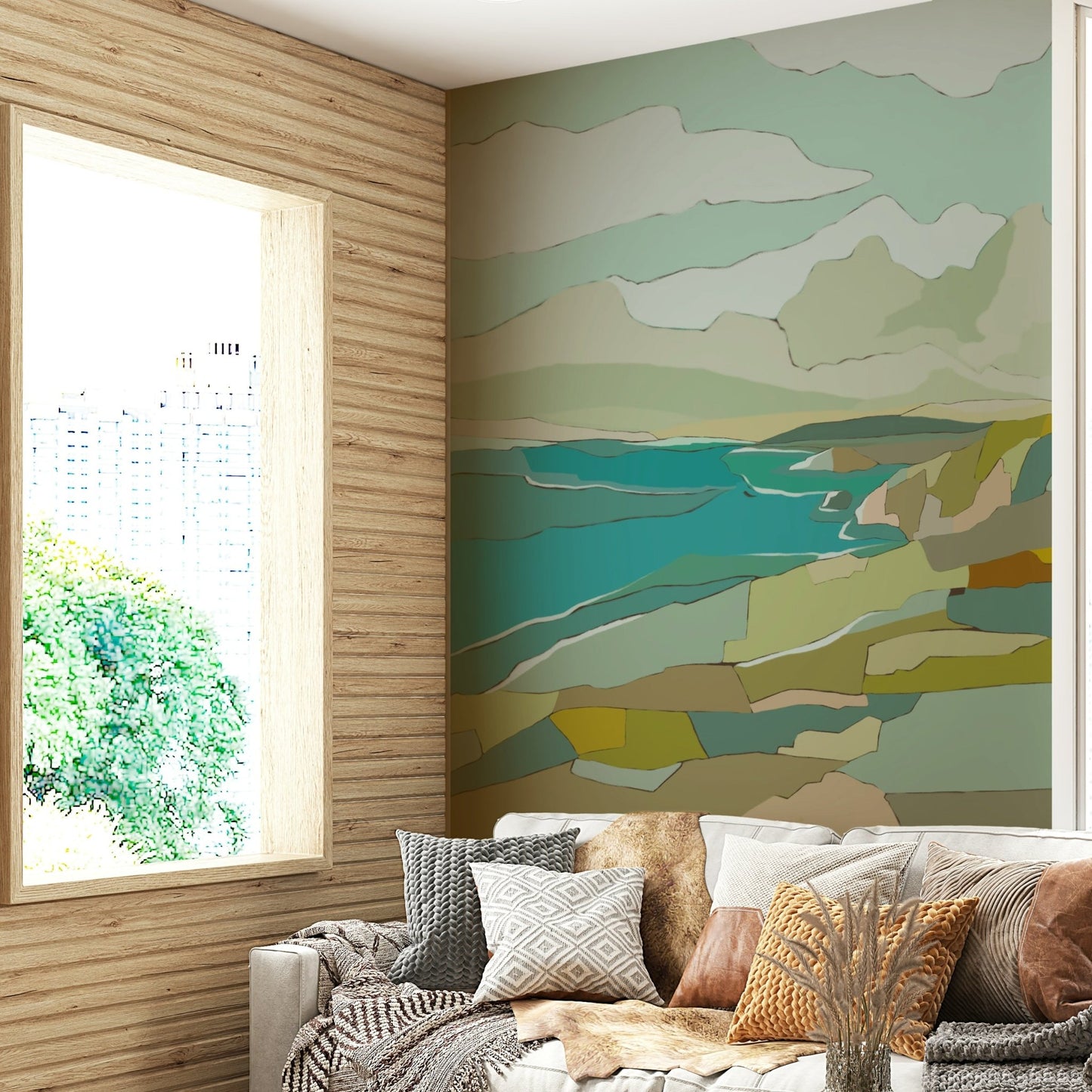 Close-up of Quiet Coastline wall mural texture

