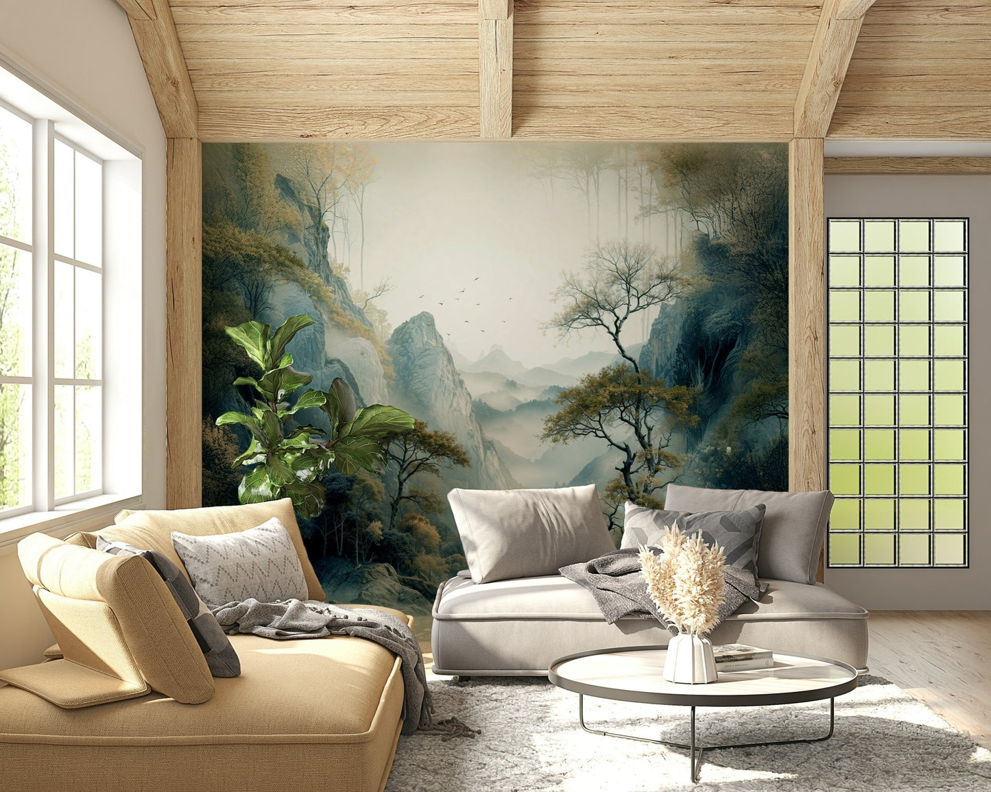 The calming atmosphere created by the lovely Quiet River Valley Wall Mural.