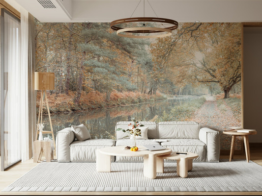 Peaceful canal Quiet Waters Wall Mural reflection.