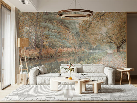 Peaceful canal Quiet Waters Wall Mural reflection.