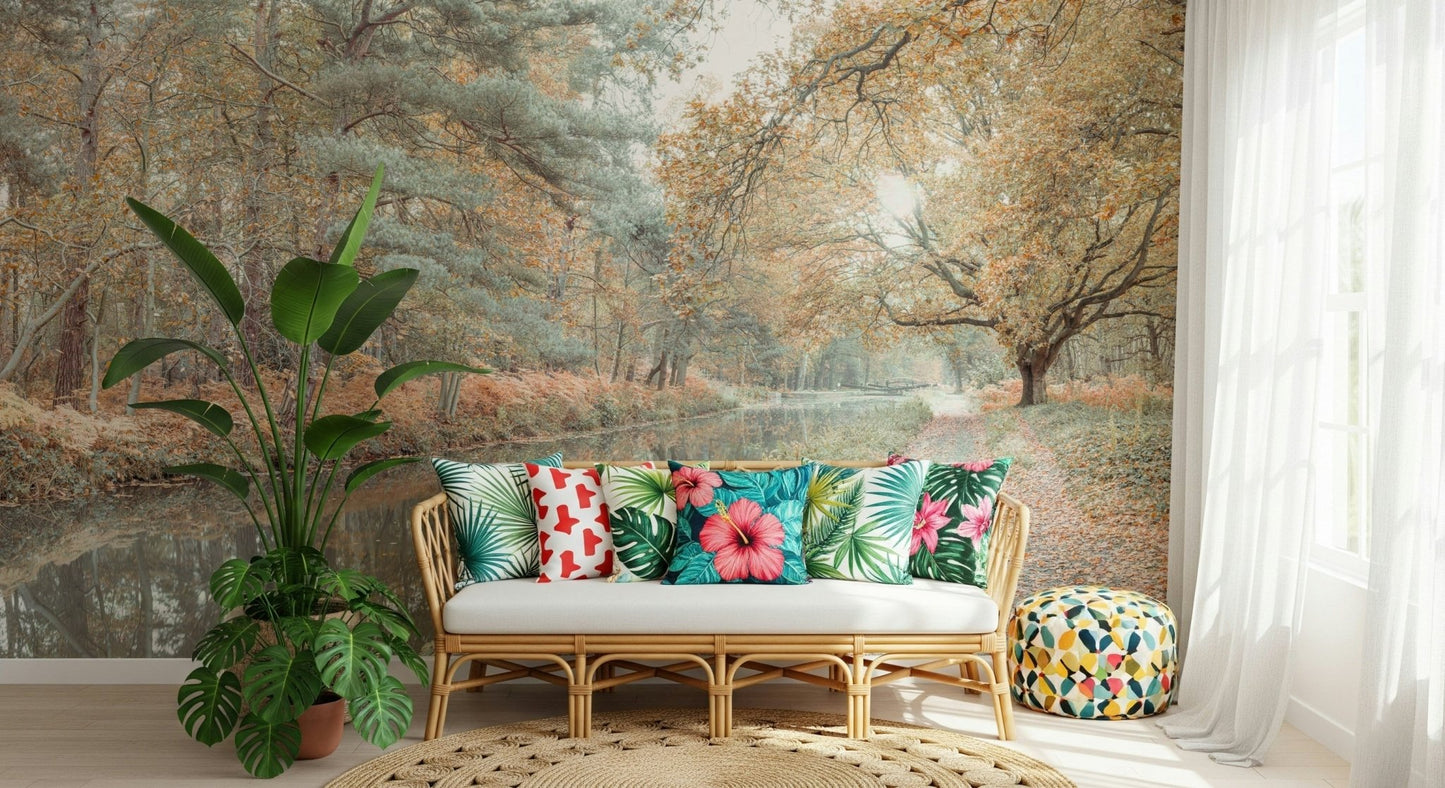 Rustic path Quiet Waters Wall Mural by river.