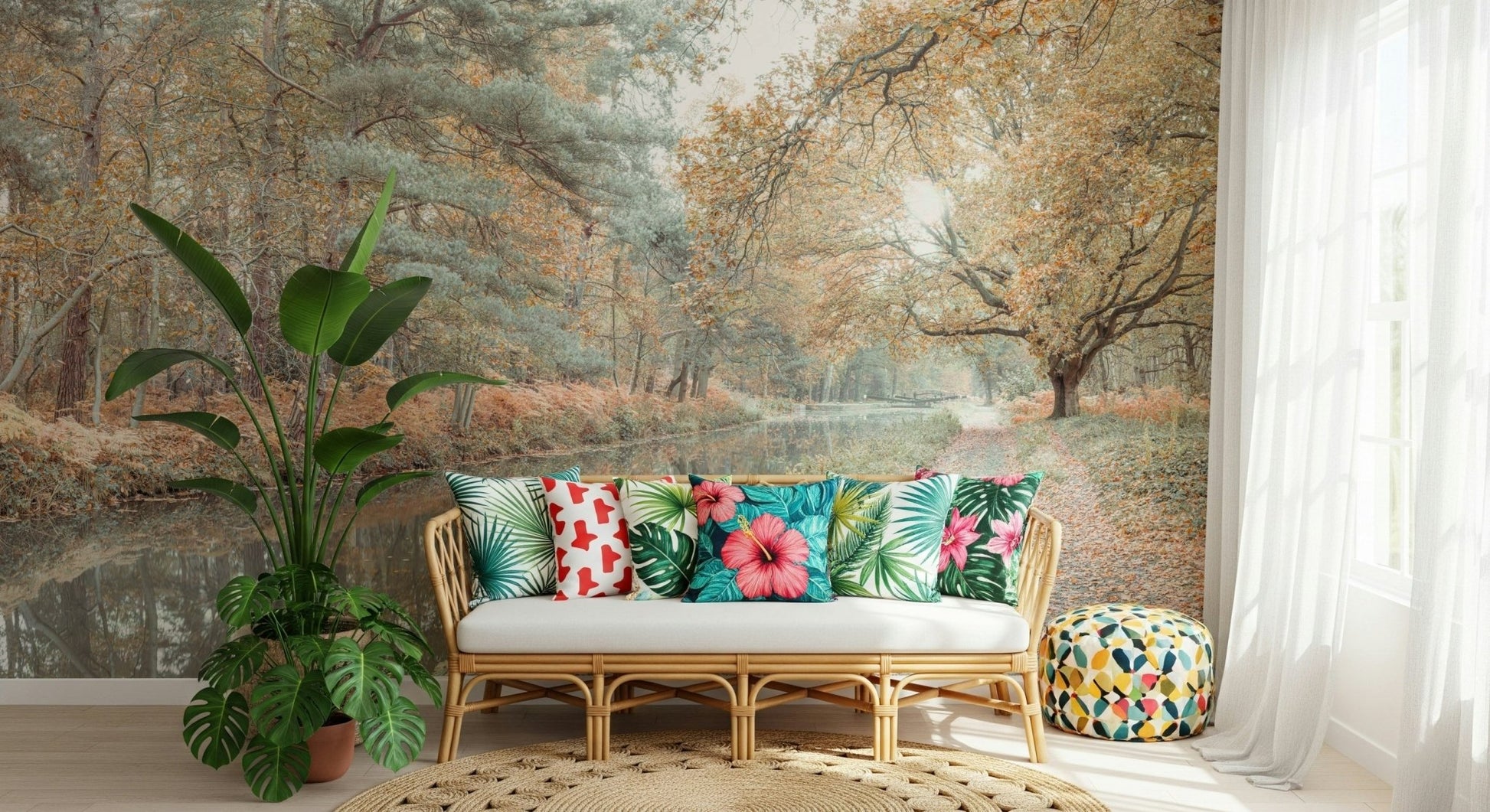 Rustic path Quiet Waters Wall Mural by river.