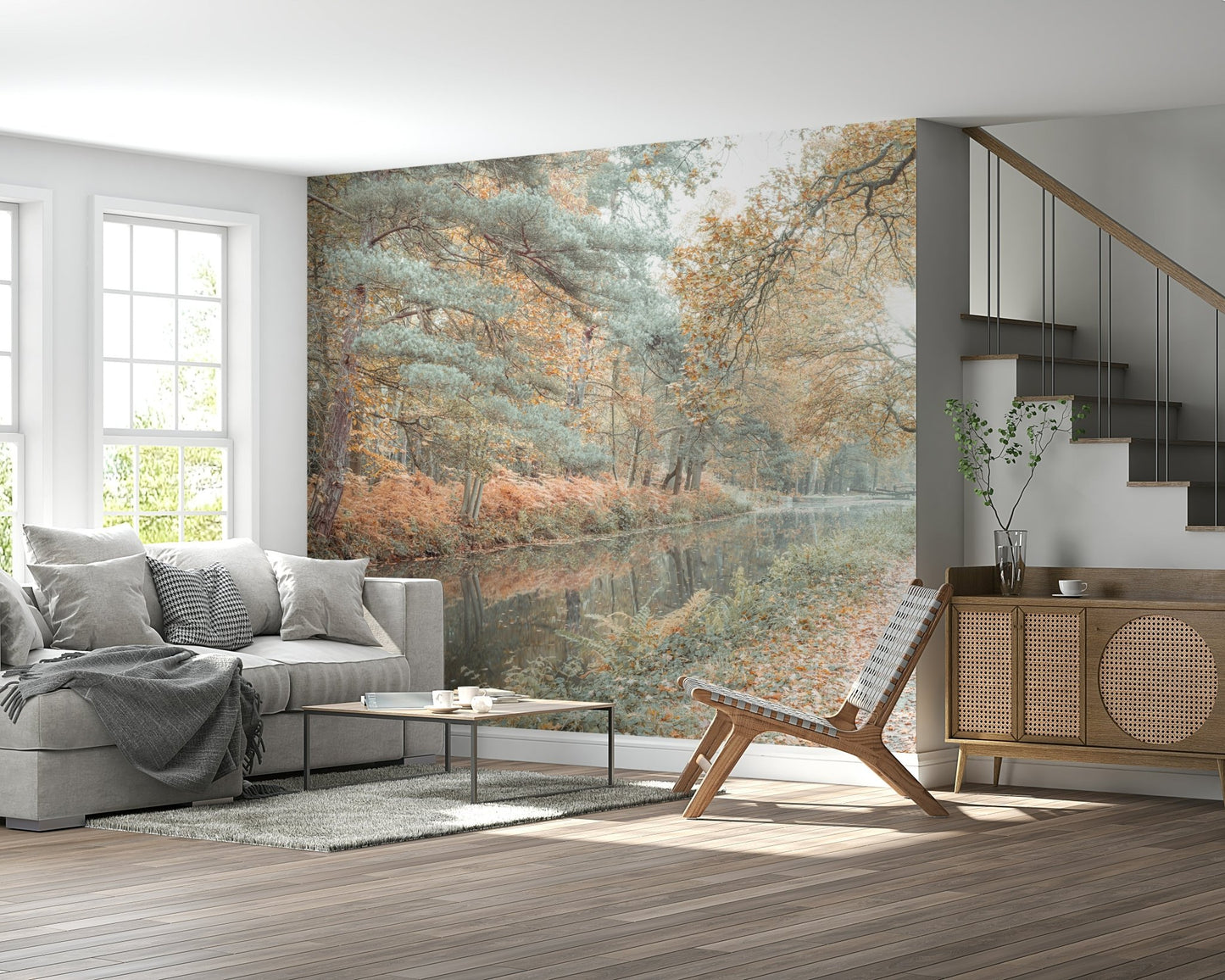 Serene nature Quiet Waters Wall Mural wall covering.