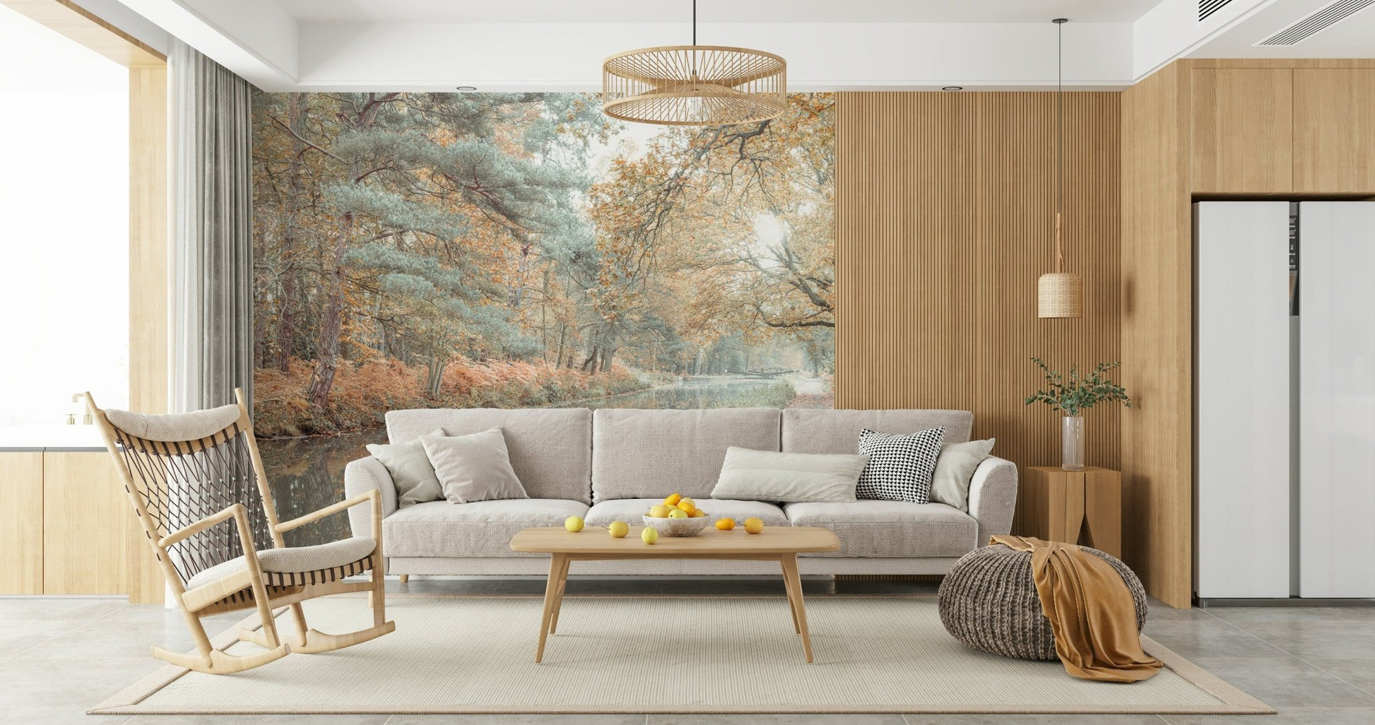 Muted woodland Quiet Waters Wall Mural landscape photo.