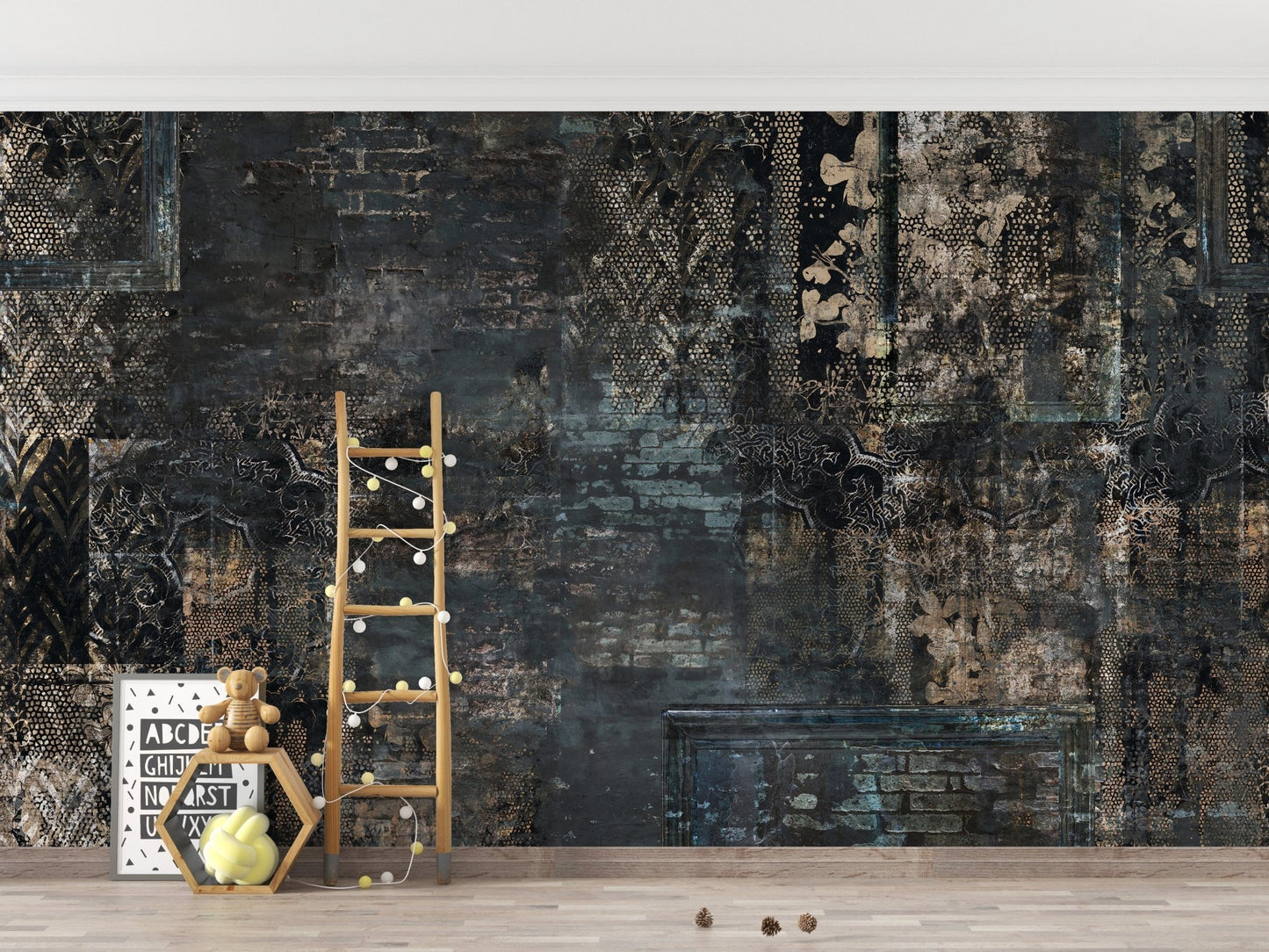 Bold quirky plaid pattern mural for contemporary rooms A320