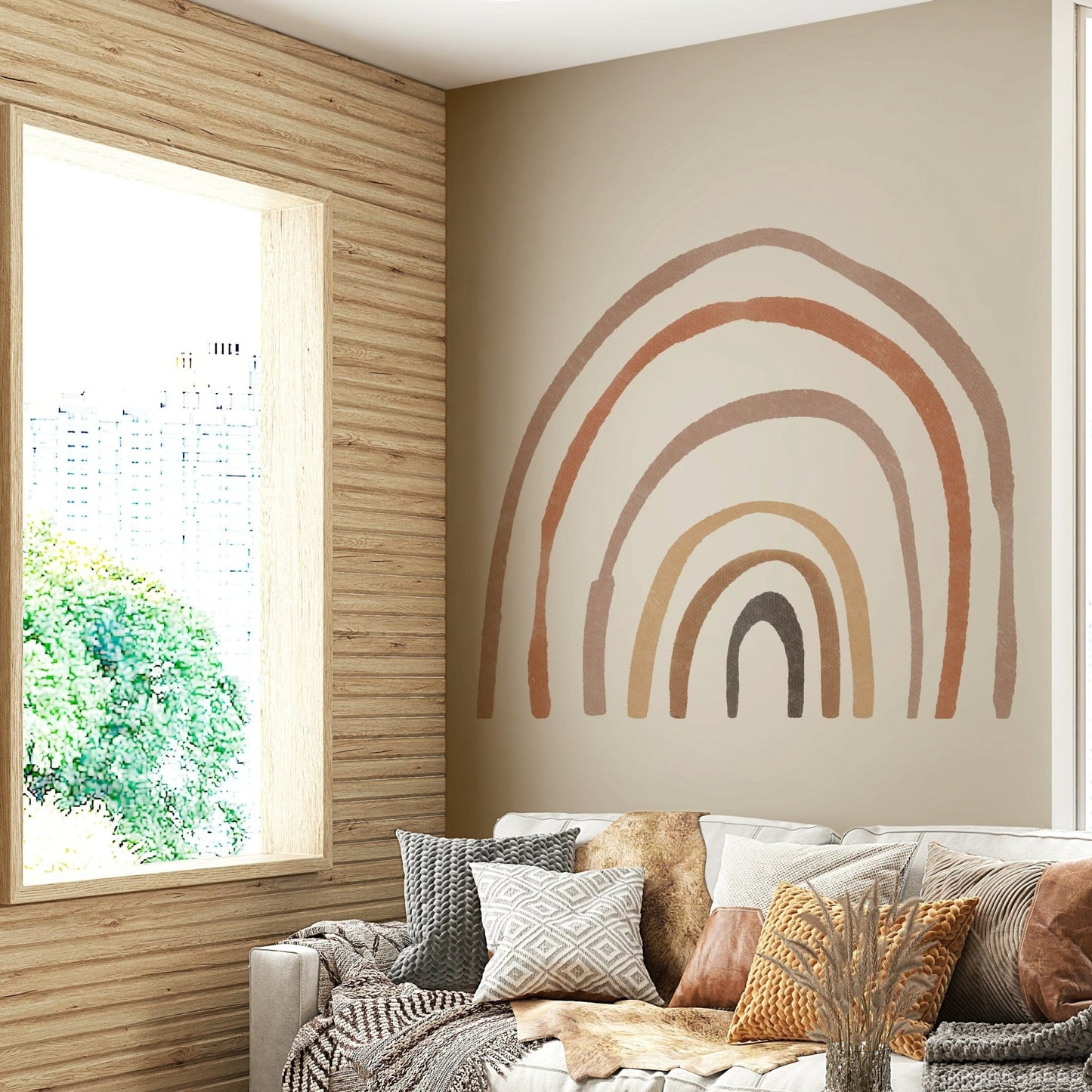 Neutral rainbow lines kids wallpaper GD2930
