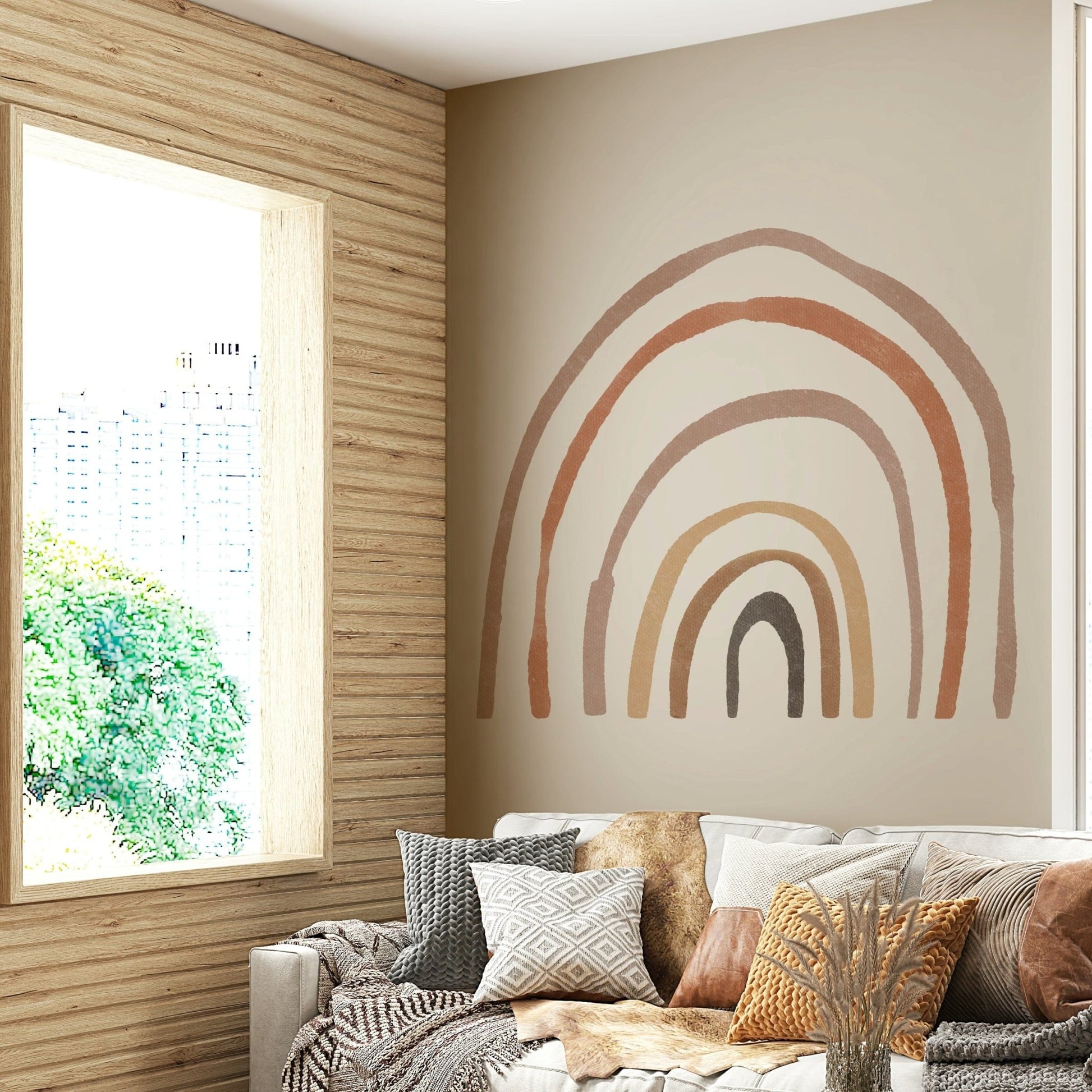 Neutral rainbow lines kids wallpaper GD2930
