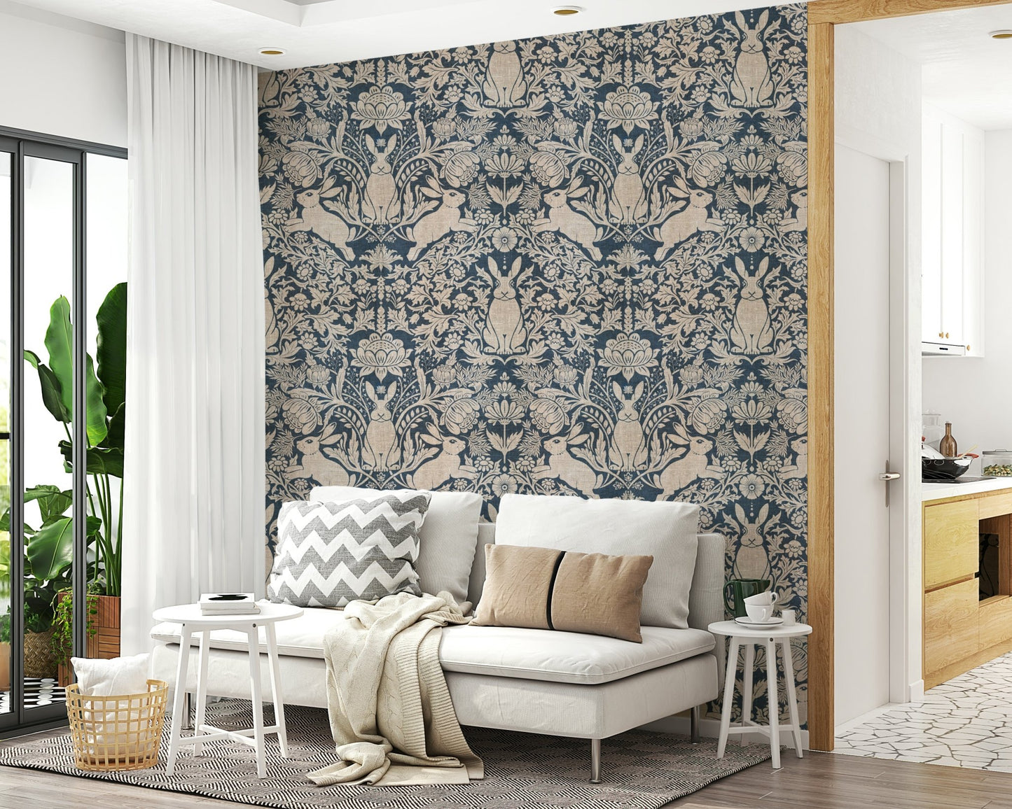 An artistic soft focus mural on minimalist wallpaper., GD5827