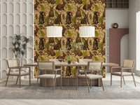 Vintage engraving style rabbits on the Rabbits and woodland flora Wallpaper.