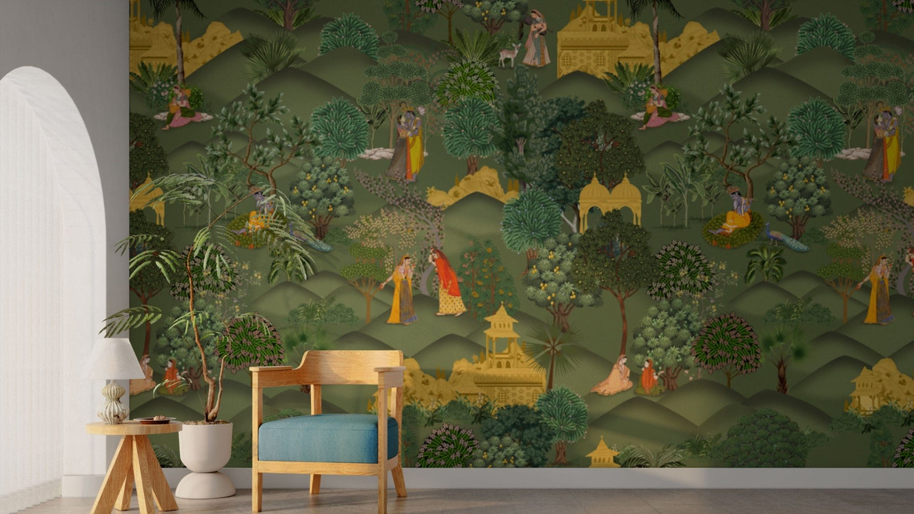 Radha Krishna mural for wall decor

