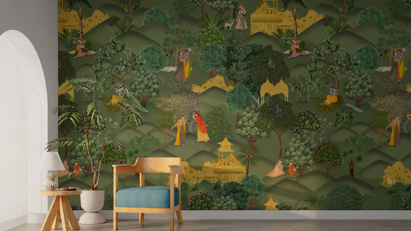 Radha Krishna mural for wall decor

