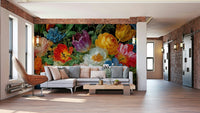 An artistic dark background mural on elegant wallpaper.

