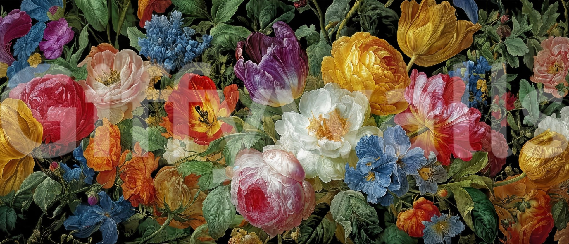 A high-quality botanical art wall mural for walls.

