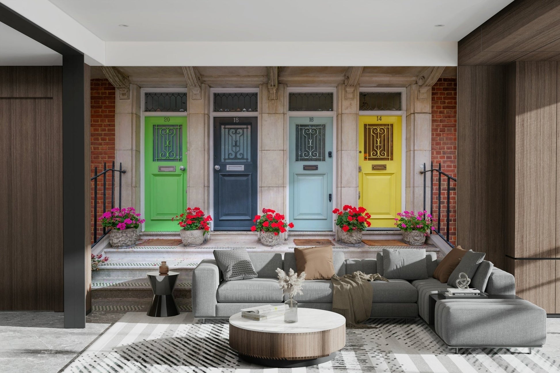 Eclectic doorway wall mural for décor

