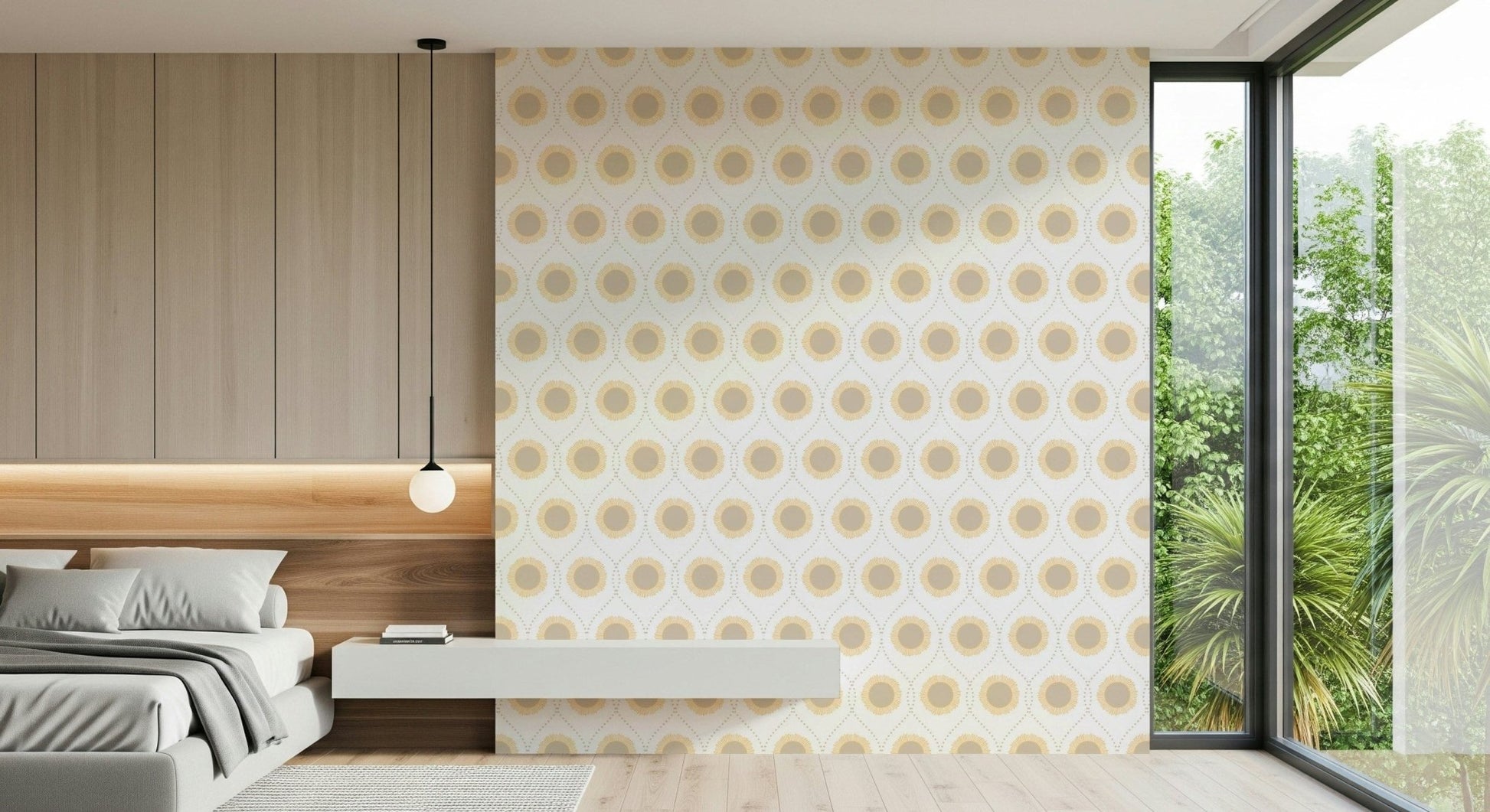 Geometric dot pattern of the Radiant Sunburst Pattern Wallpaper.
