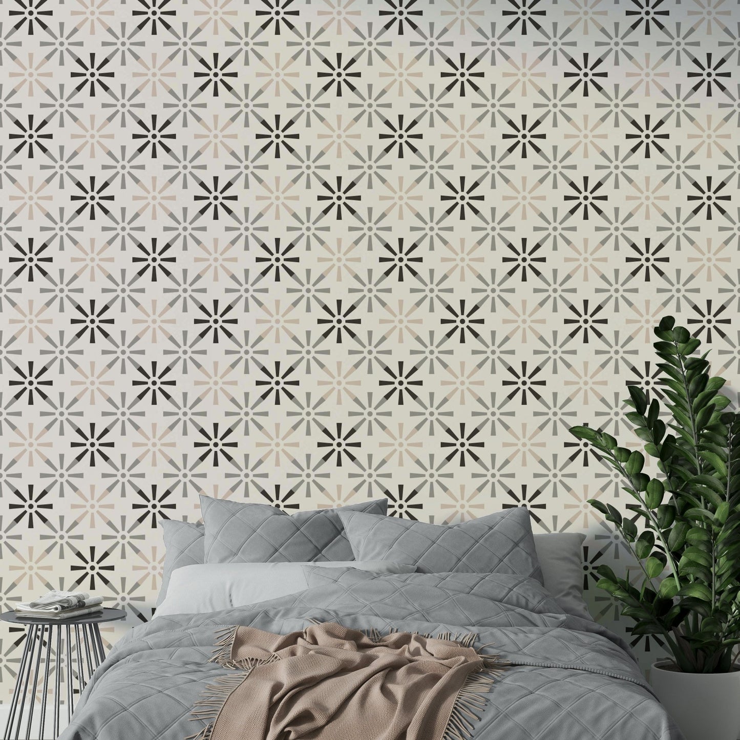 Geometric symmetry wallpaper in soft tones

