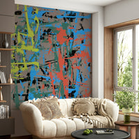A contemplative subtle brushstroke wallpaper mural for a feature wall., GD5153