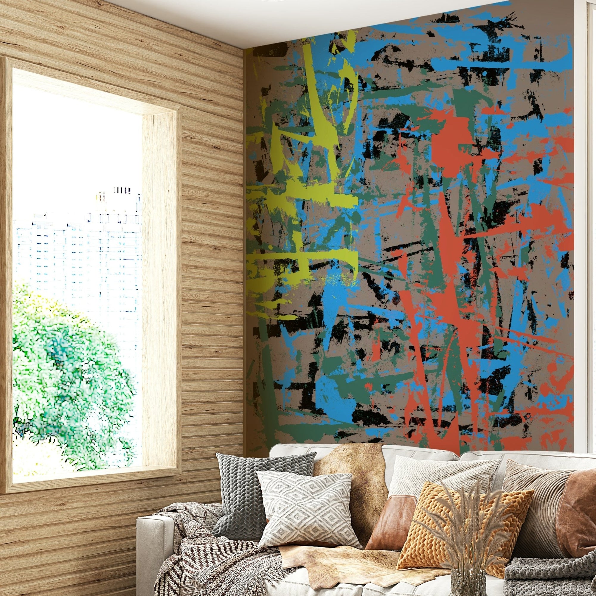 A beautiful bold abstract wallpaper mural with dynamic lines., GD5153