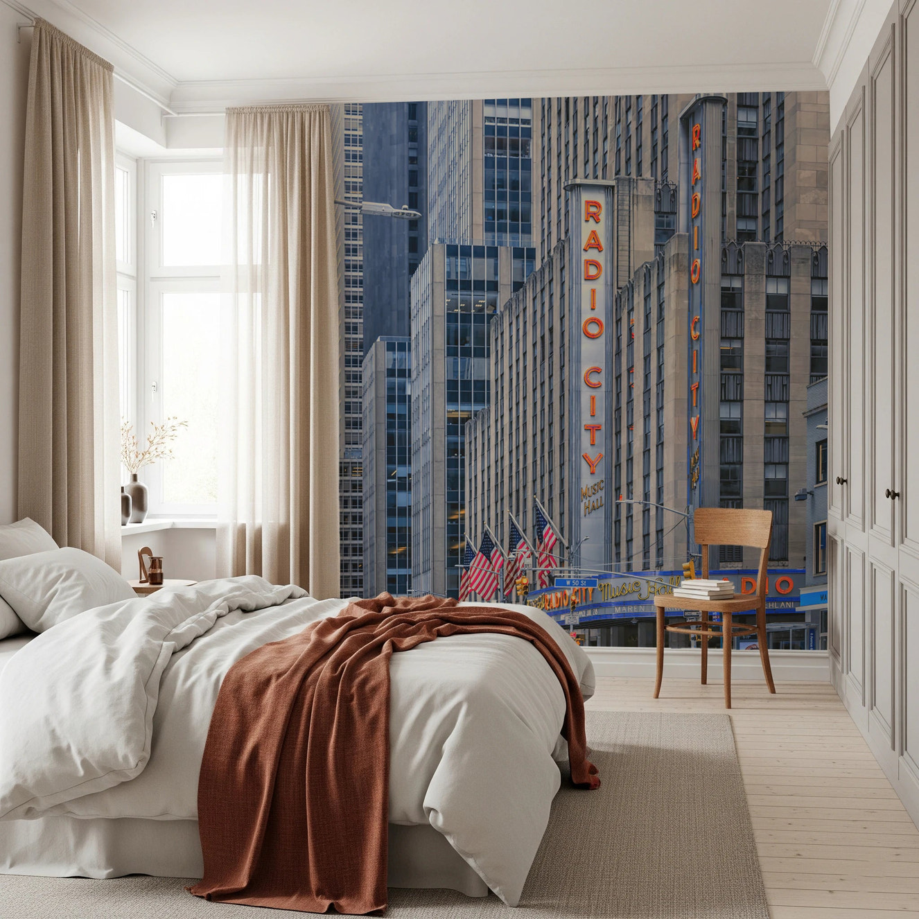 Radio City's Glow Wall Mural with city street view