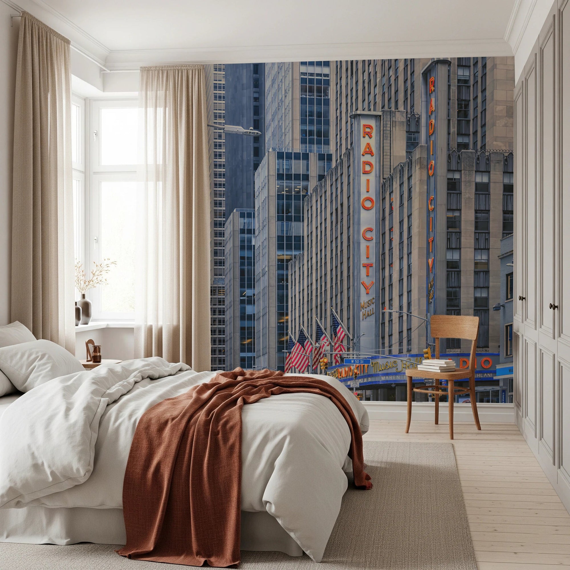 Radio City's Glow Wall Mural with city street view, GD8189