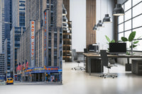 City skyline wall mural featuring Radio City signage
