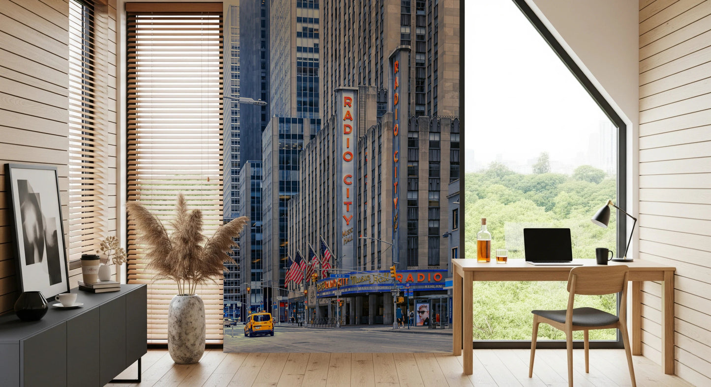 Radio City inspired city mural for modern interiors