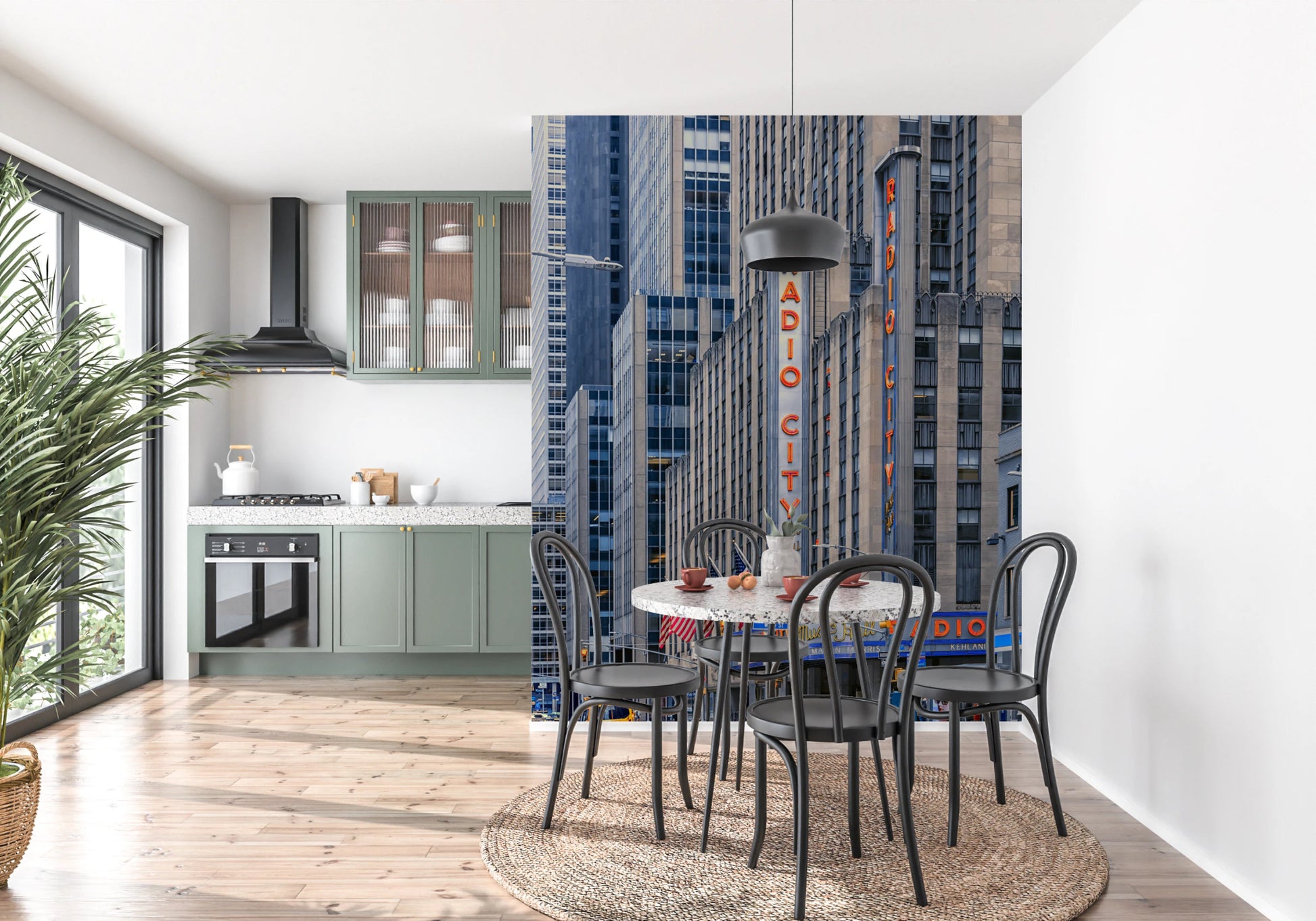 New York style city wall mural for office walls