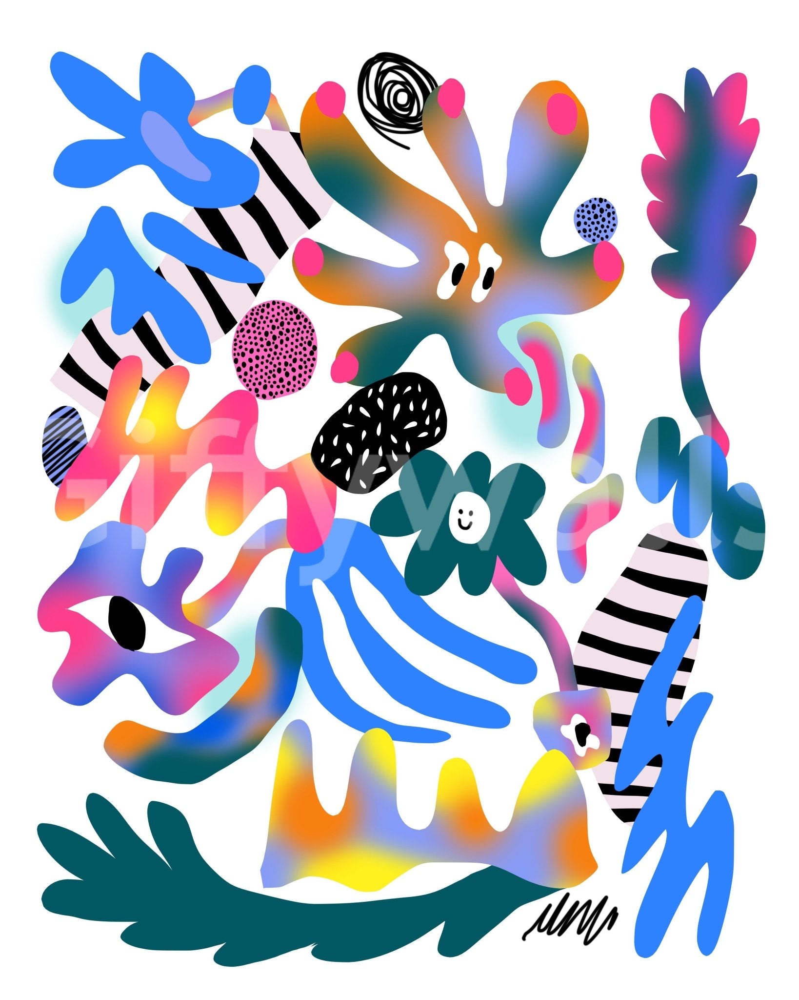 Modern wallpaper with glowing floral patterns

