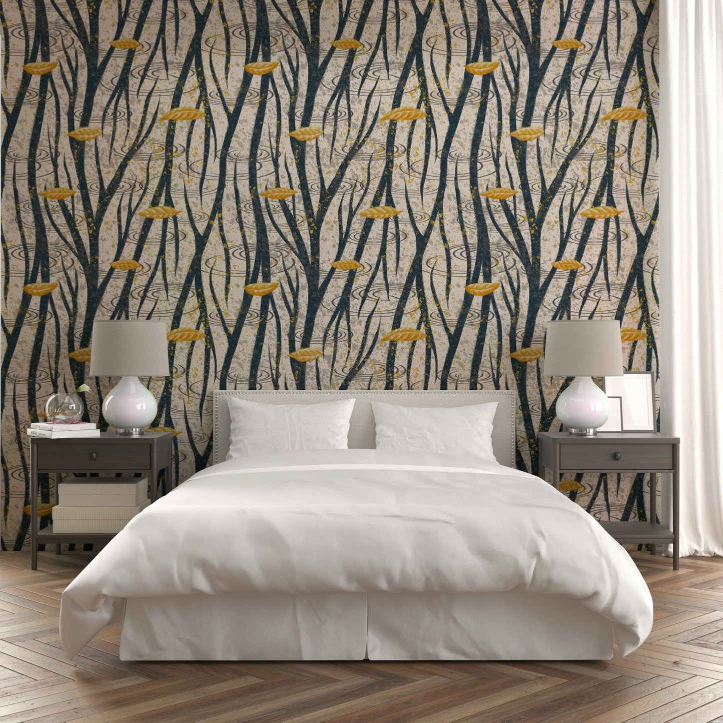 The image shows a flowing, fluid design of a wet street.

