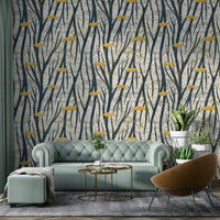 The colors are muted and soft, with a mix of grey, blue, and yellow.

